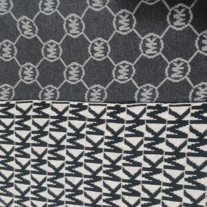 MK Designer Monogram Patterned Scarf - Black and Gray